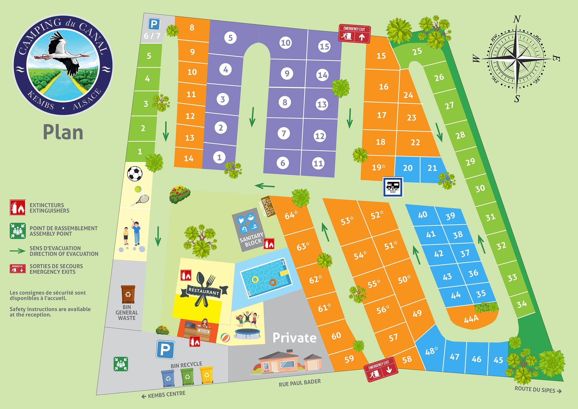 Plan du camping du Canal de Kembs